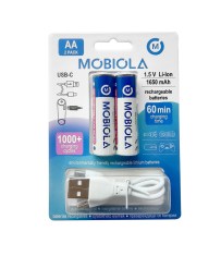 Nabíjecí baterie AA,  USB-C, 1650 mAh, 1.5 V - 2 ks